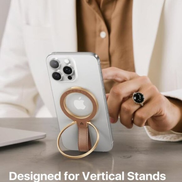 NEW Premium Leather Magnetic Phone Grip for MagSafe Adjustable Phone Ring - Picture 2 of 9